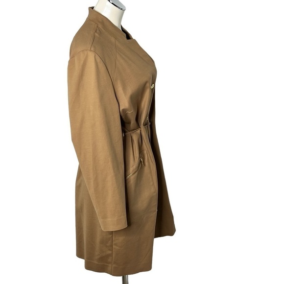 NWT CHICO'S Brown Drawstring Duster Trench Coat Jacket Size Petite 3 (XL 16/18) - Picture 5 of 16